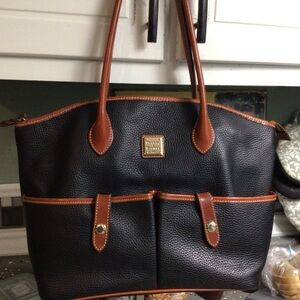 Dooney & Bourke Black and Brown Leather Tote
